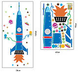 Дитяча наклейка-зрістомір на стіну Ракета AY9028, фото 2