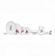 Столовый сервиз с розовыми орхидеями на 6 персон "Diwali Water Color" 46 предметов Luminarc (P7076)