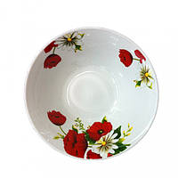 Салатник порцеляновий з маками 7" 600 мл "Мак і Ромашка" (4351)