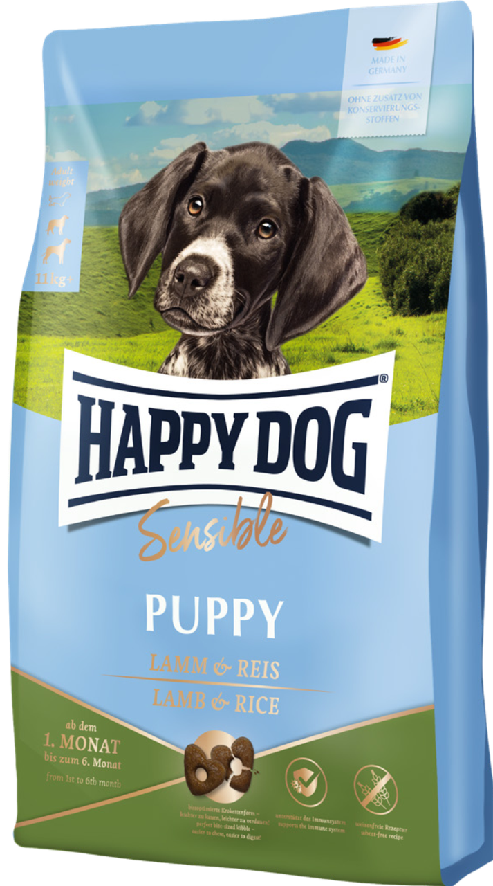 Корм для цуценят Хепі Дог Сенсибл Паппі Happy Dog Sensible Puppy Lamm&Rice з ягнятком та рисом 18 кг