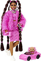 Лялька Барбі Екстра Модниця у рожевому костюмі та блискучій куртці Barbie Extra Doll #14 HHN06