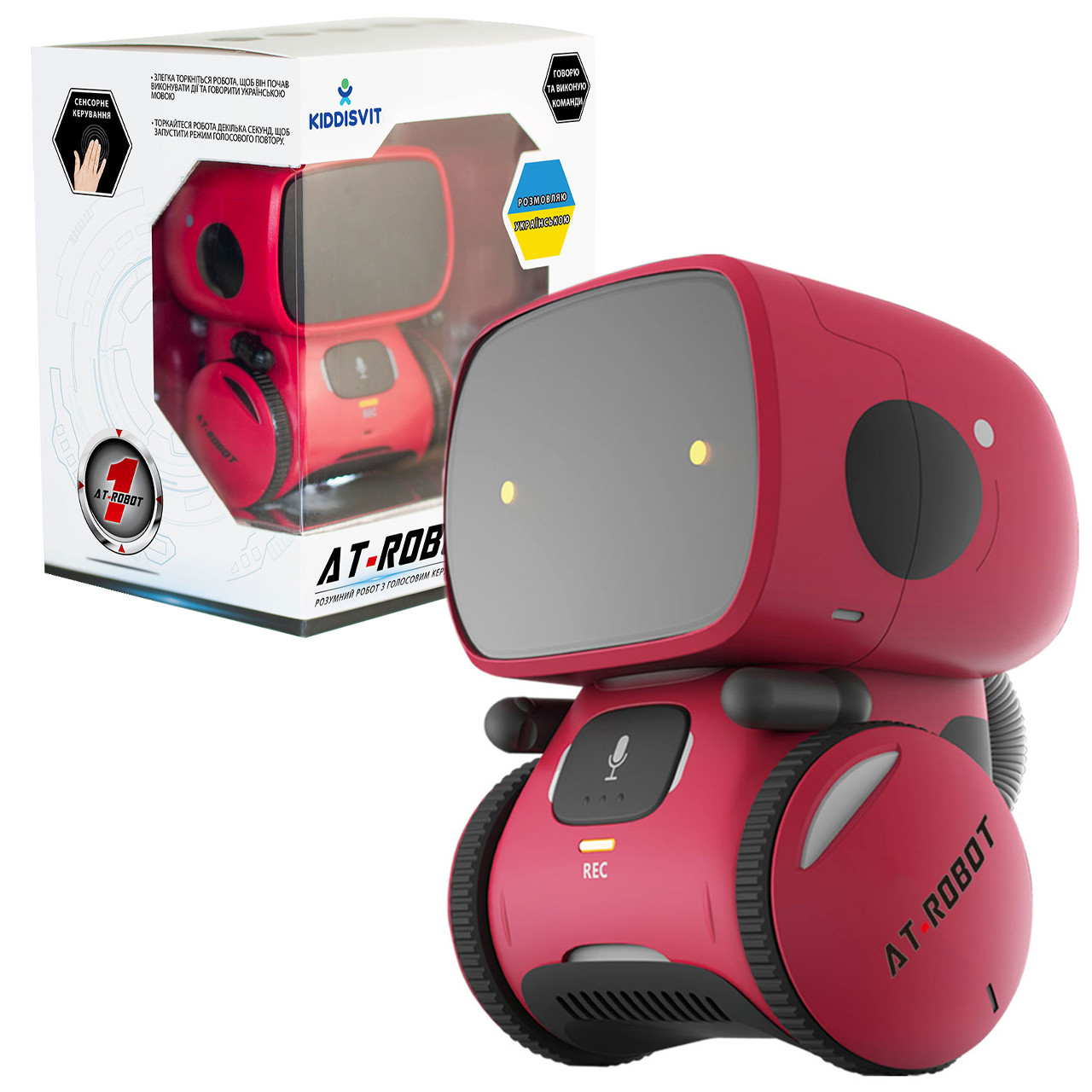 Інтеракт. робот з голосовим керуванням – AT-Rоbot, червоний, укр., 9x9x13, AT-ROBOT AT001-01-UKR, фото 1