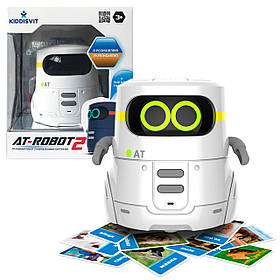Розумний робот з сенсорним керуванням та навчальними картками, інтерактивний, білий, Kiddisvit, AT002-01-UKR