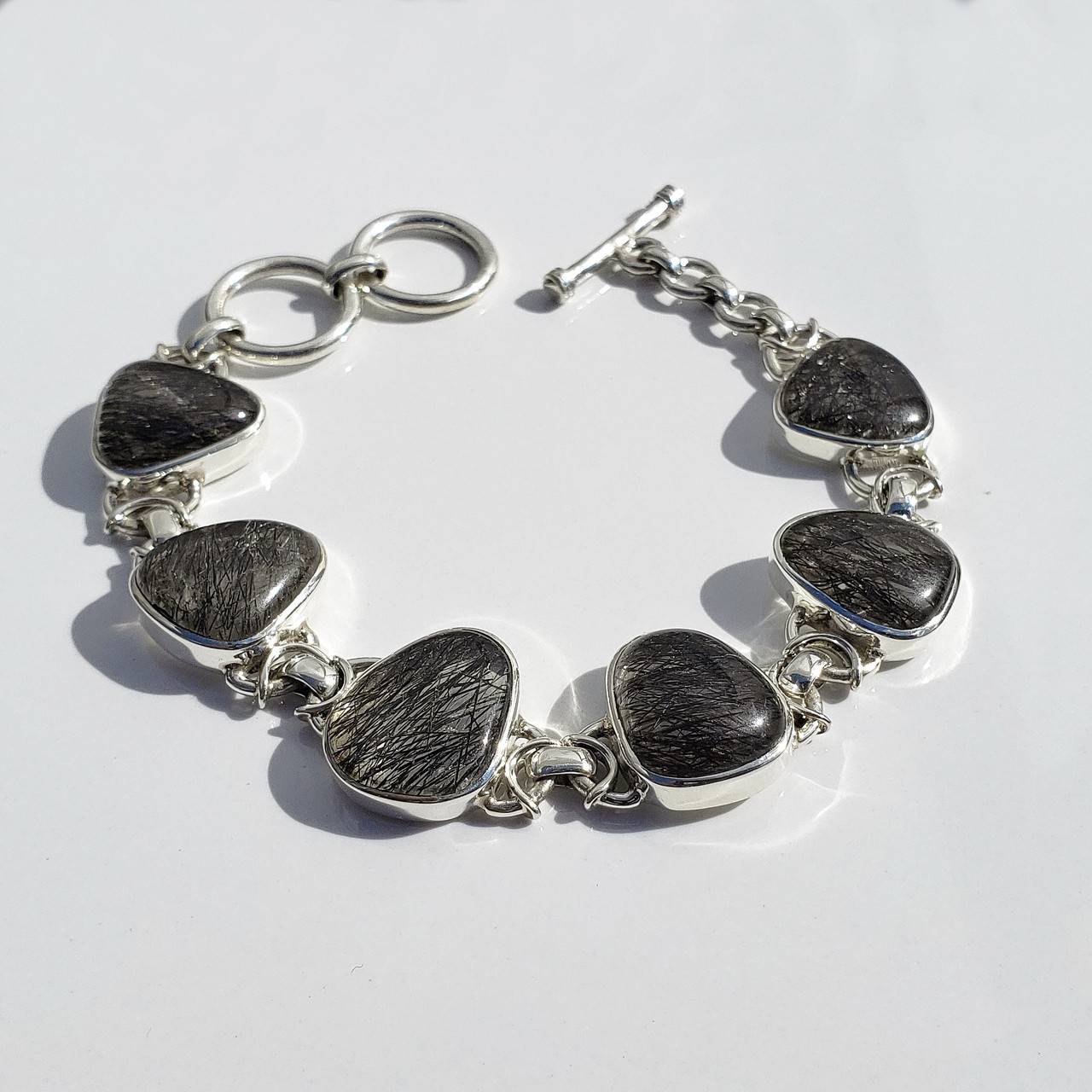 Браслет турмалиновый кварц серебряный волосатик символ любви кабошон натуральный - фото 3 - id-p1708237318