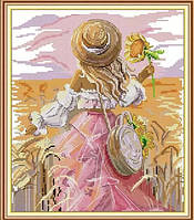 Набір для вишивання хрестиком "Літня прогулянка" (з малюнком на канві), розмір 27 x 34 см