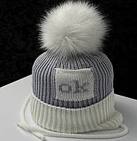 Шапка дитяча "ОК", сіра