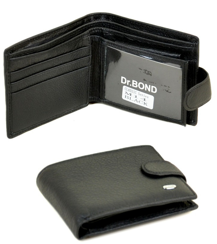 Мужской кожаный кошелек Dr. Bond маленький натуральная кожа - фото 1 - id-p1708266189