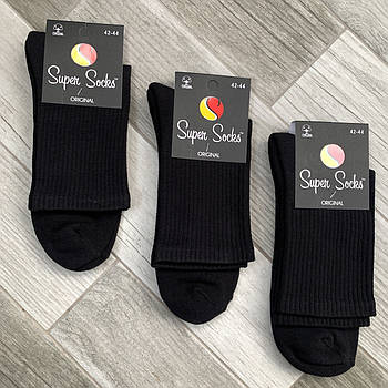 Шкарпетки чоловічі махрова стопа бавовна Super Socks, арт. 005, розмір 42-44, чорні, 08914
