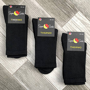 Шкарпетки чоловічі махрові термо бавовна Super Socks, арт. 043, розмір 42-44, чорні, 08918