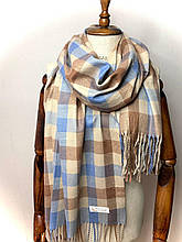 Кашеміровий шарф Клітинка 180*70 см блакитний