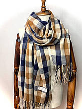Кашеміровий шарф Клітинка 180*70 см синій
