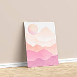 Модульні картини 2 шт Геометричні візерунки Абстракція Малювання лініями Мінімалізм у рожевих кольорах, фото 3