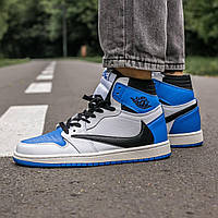 Кросівки чоловічі сині Air Jordan Retro 1 Hihg x Fragment x Travis Scott (06791) 44