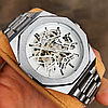 Чоловічий механічний годинник Gusto Skeleton Silver Срібний сталевий годинник, фото 3