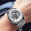 Чоловічий механічний годинник Gusto Skeleton Silver Срібний сталевий годинник, фото 4