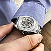 Чоловічий механічний годинник Gusto Skeleton Silver Срібний сталевий годинник, фото 6