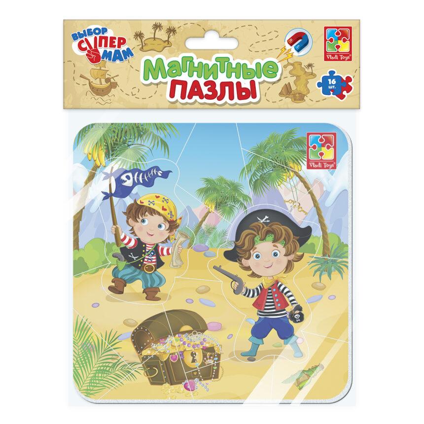 Дитячі розвиваючі м'які пазли мозаїка на магніті Пірати подарунок для дітей
