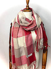Кашеміровий шарф Клітина 180*70 см бордовий