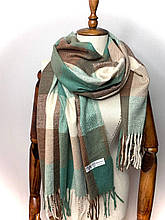 Кашеміровий шарф Клітина 180*70 см коричневий/зелений