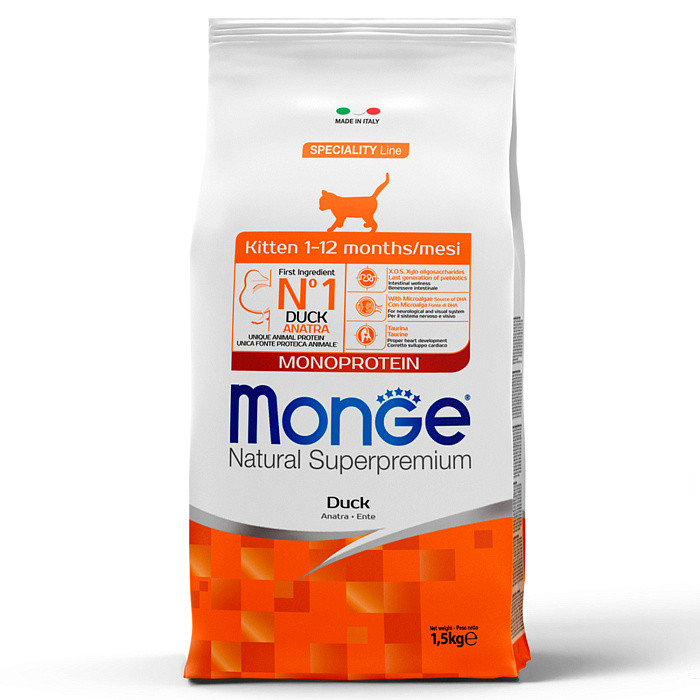 MONGE CAT Monoprotein Kitten для кошенят Качка - 1,5 кг