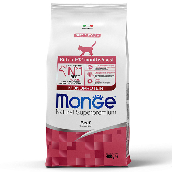 MONGE CAT Monoprotein Kitten для кошенят Яловичина - 1,5 кг