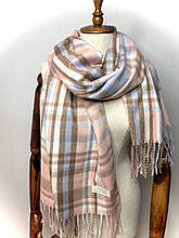 Кашеміровий шарф Клітинка 180*70 см пудровий/блакитний