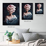 Інтер'єрна модульна картина 3 шт Дівчина та півонії Квіти на голові дівчини Абстракція M: 40x60, фото 2