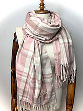 Кашеміровий шарф Клітинка 180*70 см пудровий