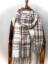 Кашеміровий шарф Клітинка 180*70 см коричневий/пудровий