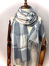 Кашеміровий шарф Клітина 180*70 см сірий