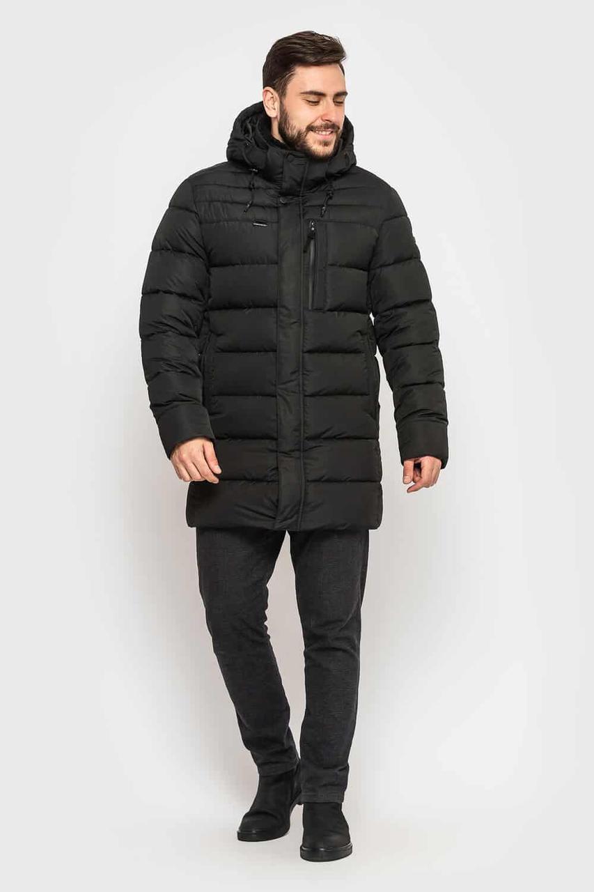 Чоловіча зимова подовжена куртка-пуховик Кр-227, чорний