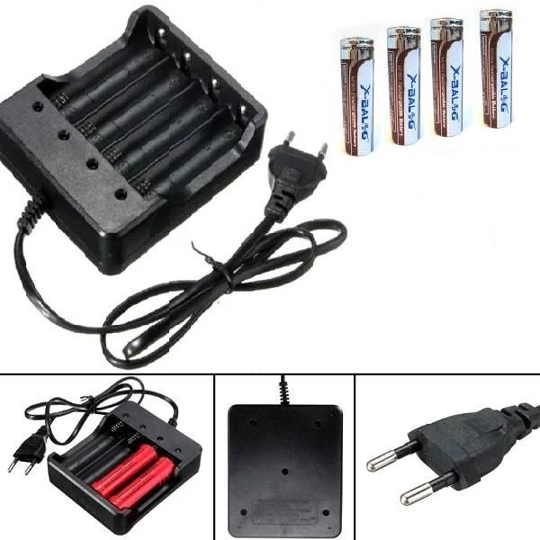 Комплект зарядний пристрій на 4 слоти + 4 акумулятори 18650 8800mAh
