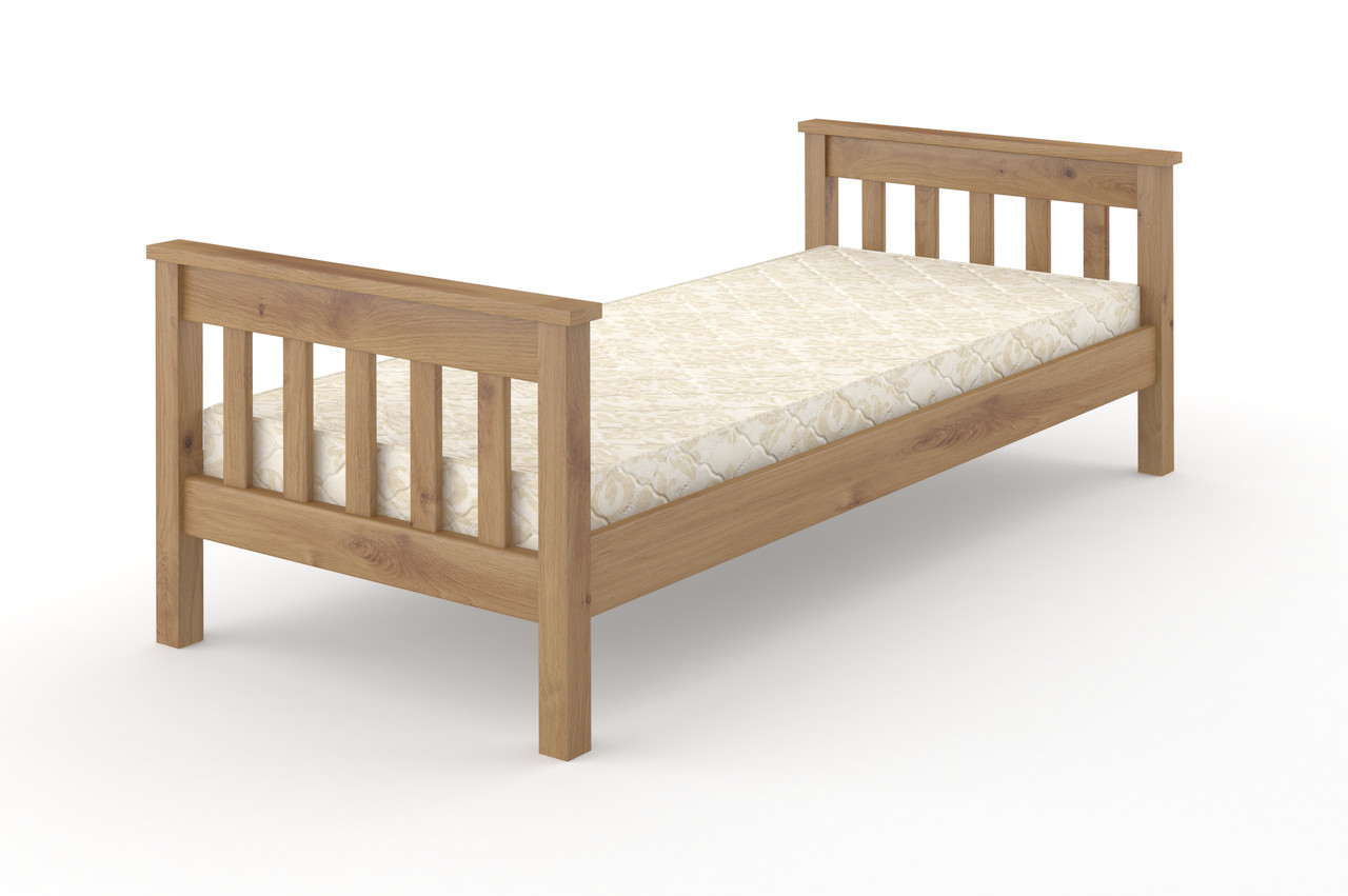 Удобная детская односпальная деревянная кровать ТОТТИ , массив сосны, орех светлый, 70х190 - фото 1 - id-p1708347418