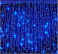 Светодиодная гирлянда штора бахрома синяя на 108 диодов