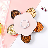 Обертова тарілка для закусок фруктів і солодкого, менажниця у вигляді квітки на 5 секцій,одноярусна, фото 4