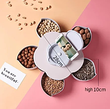 Обертова тарілка для закусок фруктів і солодкого, менажниця у вигляді квітки на 5 секцій,одноярусна, фото 5