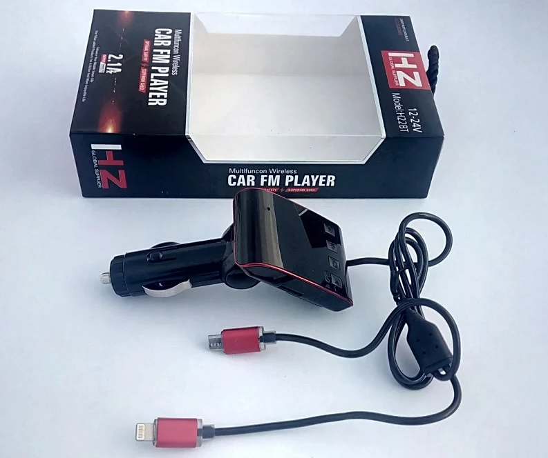 Автомобільний FM модулятор трансмітер H22BT з Bluetooth, МР3 + зарядний на Android/Ios, фото 1