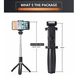 Монопод тринога штатив палиця для селфи трипод L01 з пультом bluetooth, фото 3