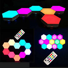 Модульний LED RGB світильник сенсорний настінний з пультом лампа у вигляді сот з кольоровим світлом 3 шт