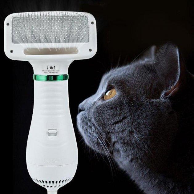 Щётка фен для шерсти собак и кошек 2в1 PET Grooming Dryer WN-10 массажёр расчёска для груминга животных - фото 8 - id-p1708371103