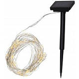 Гірлянда роса Copper Solar 100WW-5 вулична з акумулятором і сонячною панеллю 10м (Теплий Білий), фото 2