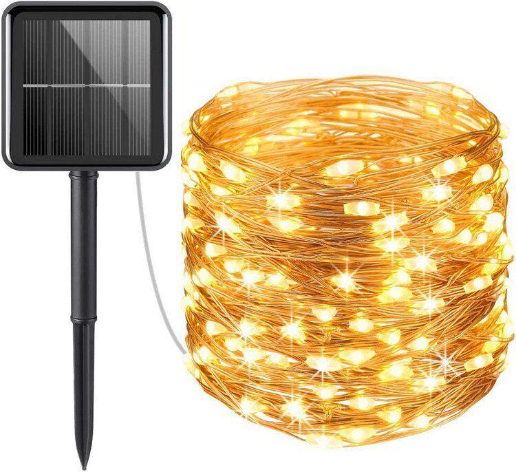 Гірлянда роса Copper Solar 100WW-5 вулична з акумулятором і сонячною панеллю 10м (Теплий Білий), фото 1