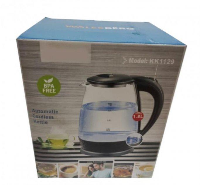 Електрочайник скляний з підсвічуванням Walesberg KK-1129, фото 1