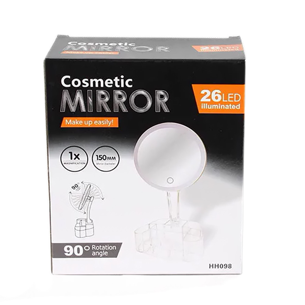 Косметичне дзеркало настільне 26LED 360° з органайзером HH098 XH-086