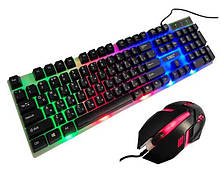 Набір геймерського Клавіатура комп'ютерна дротна K01 з LED RGB підсвічуванням + мишка