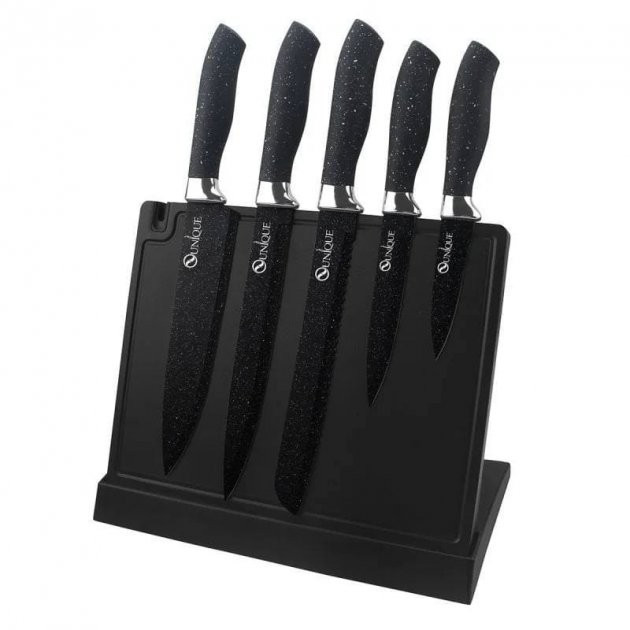Набір кухонних ножів на магнітній підставці UNIQUE UN-1841 6 предметів