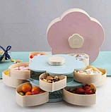 Обертова тарілка для солодощів і сухофрутов, менажниця у вигляді квітки на 5 секцій, двоярусна, фото 4