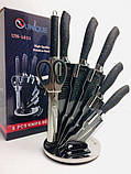 Набір кухонних ножів Unique UN-1831 з рухомою підставкою 9 предметів для кухні кухонні ножі, фото 2