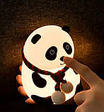Ночник-світильник силіконовий на акумуляторі з різними кольорами підсвічування Панда, фото 3