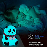 Ночник-світильник силіконовий на акумуляторі з різними кольорами підсвічування Панда, фото 7